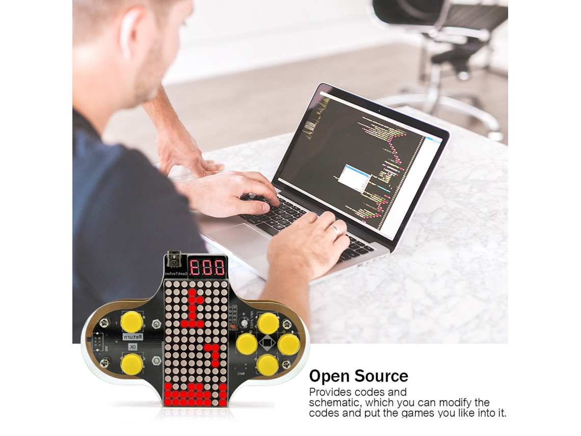 Kit de Console de Jogos Diy V2 com Soldagem, Código Aberto e 4 Jogos Clássicos | S/MARCA