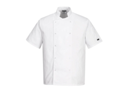 Jaqueta De Cozinha De Manga Curta Cumbria Modernidade E Conforto / Branco / M Portwest