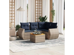 Vidaxl Conjunto De Sofá De Jardim De 5 Peças Com Almofadas Em Rattan Sintético Cinza