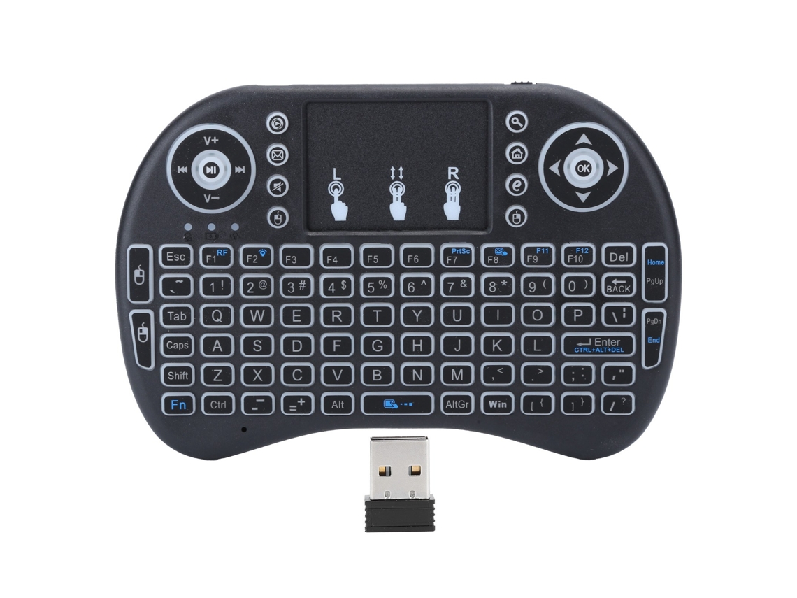 Aetheria teclado Sem Fio Mini com Iluminação e Touchpad Inteligente 2.4ghz para Pc, Ps3, Xbox360 e Tv Box