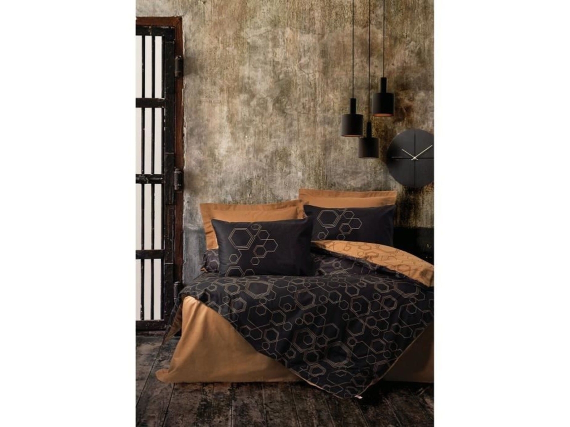Conjunto de Cama - Capa de Edredom 220 x 240 + 2 Fronhas 60 x 60 em Algodão Reforçado - Cobre