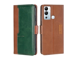 Capa De Couro Com Fivela Lateral Em Cores Contrastantes Para Infinix Hot 12i
