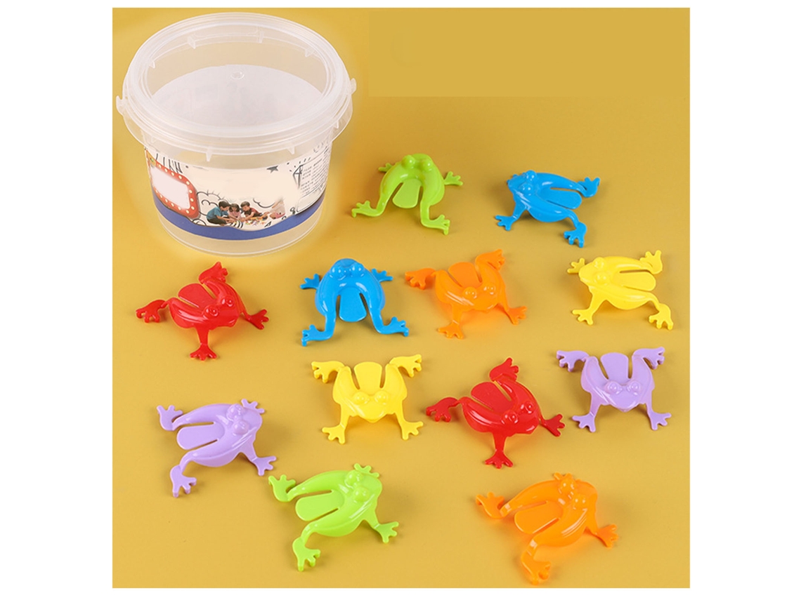 Mali 12pcs Brinquedo Sapo Saltador Plástico Colorido com Balde Transparente para Crianças