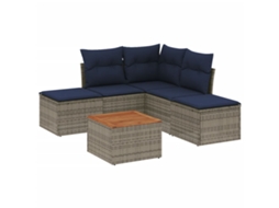 Conjunto de Sofá de Jardim, 6 Peças, Almofadas, Rattan Cinza MAISON EXCLUSIVE