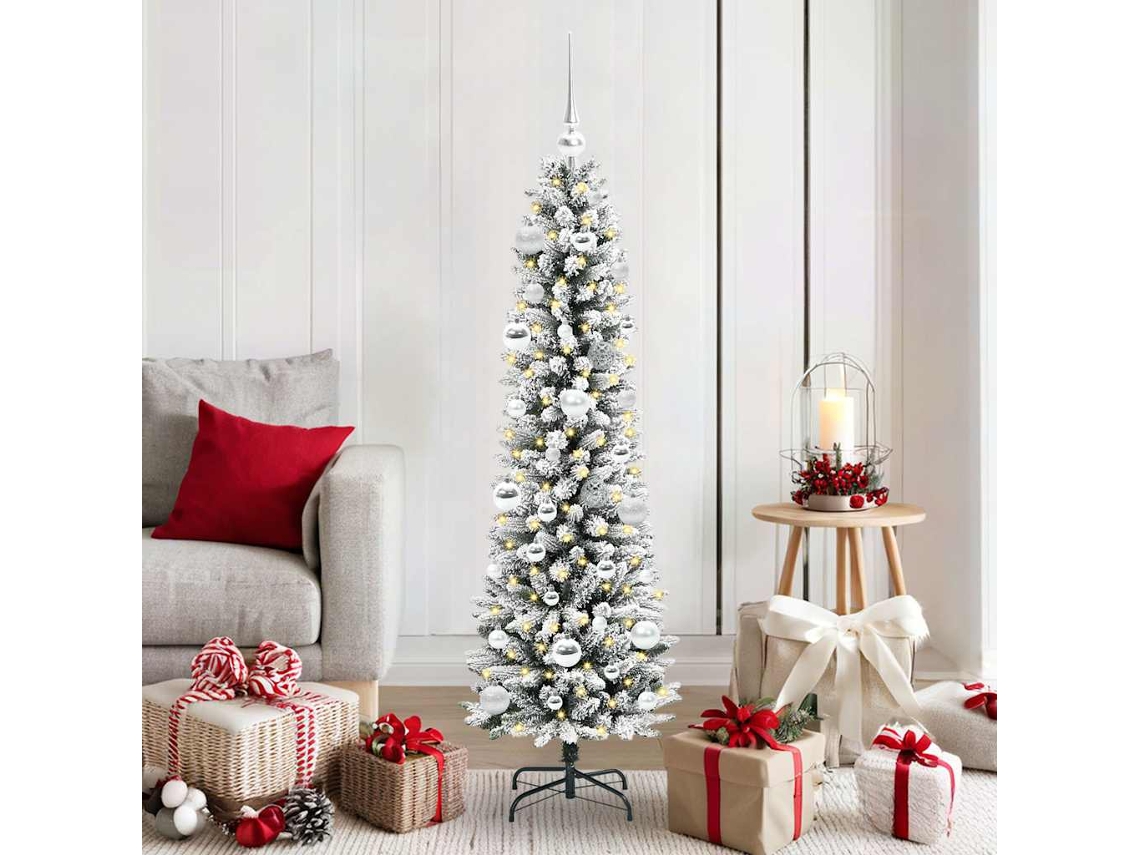Vidaxl Árvore De Natal Artificial Branco 150 Cm Pvc, Metal E Plástico