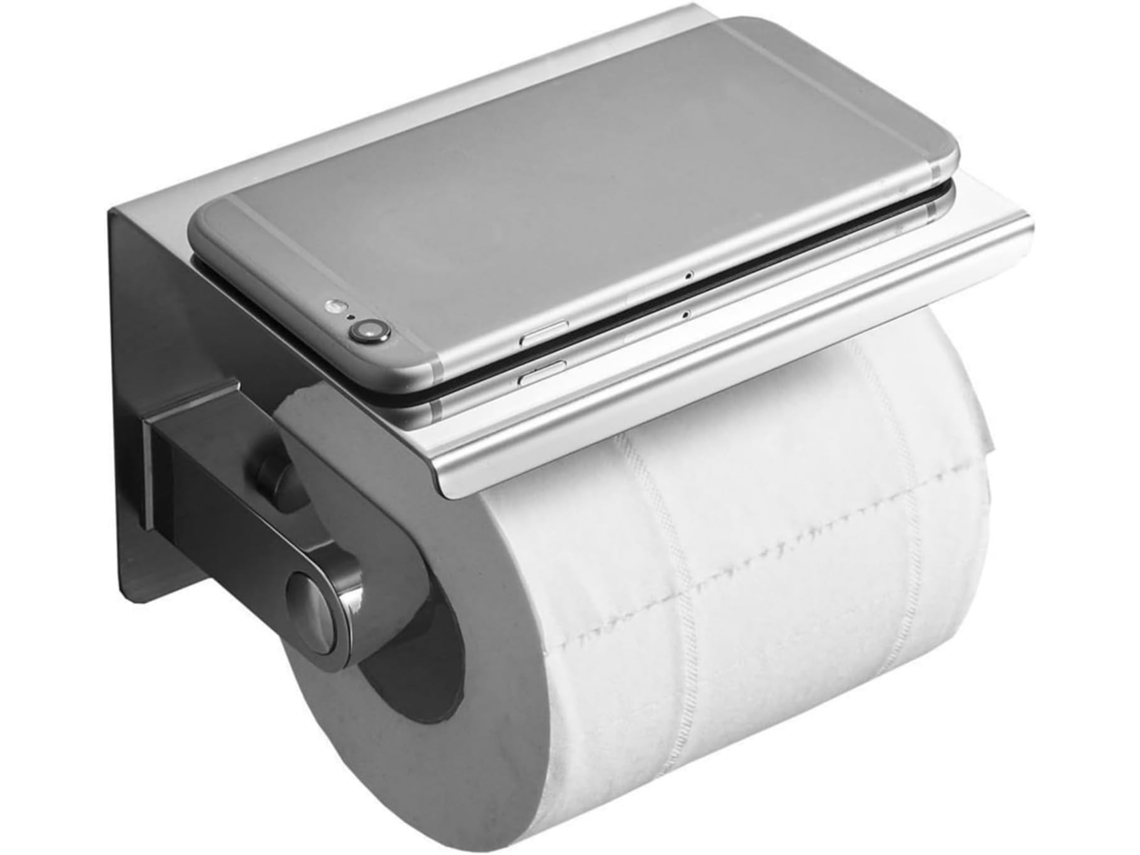 Suporte De Papel Higiênico Parede Em Aço Inoxidável Sus304, Com Prateleira De Armazenamento
