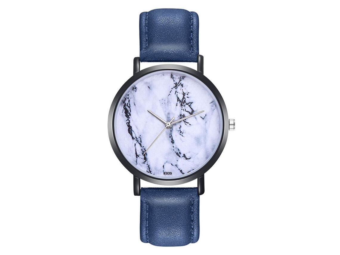 Reloj De Cuarzo Casual Unisex Con Correa De Cuero Pu Azul