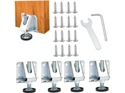 Conjunto De 4 Extensores Pernas Mesa Ajustáveis Com Pés Niveladores Ferro Reforçado Para Bancadas E Guarda Roupas