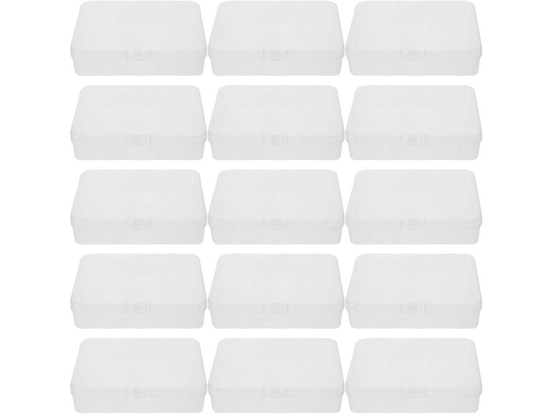 Conjunto de 24 Caixas Organizadoras Transparentes Plástico com Tampa, Empilháveis, para Lápis e Canetinhas, Id