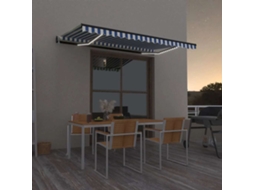Vidaxl Toldo Autom. C/ Led E Sensor De Vento 450x300 Cm Azul/branco
