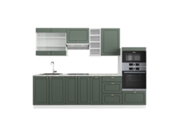 Cozinha Fame-Line, 280 cm sem bancada, Verde-Dourado Landhaus/Branco, Vicco