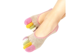 Meias com Dedos 5 Pares Femininas Algodão, Finas, Invisíveis, para Ioga, Corrida AQUAFORGE