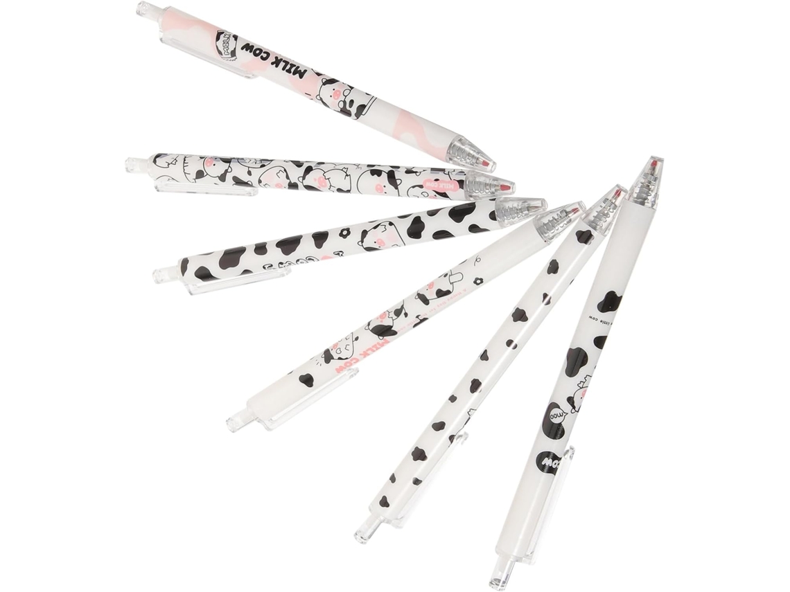 Conjunto De 6 Canetas Em Gel Homoyoyo Com Estampa Vaca Leiteira.