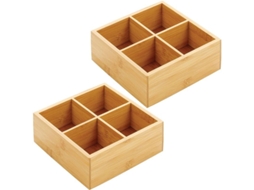 Caixas de armazenamento Nova Line de bambu com compartimentos | S/MARCA
