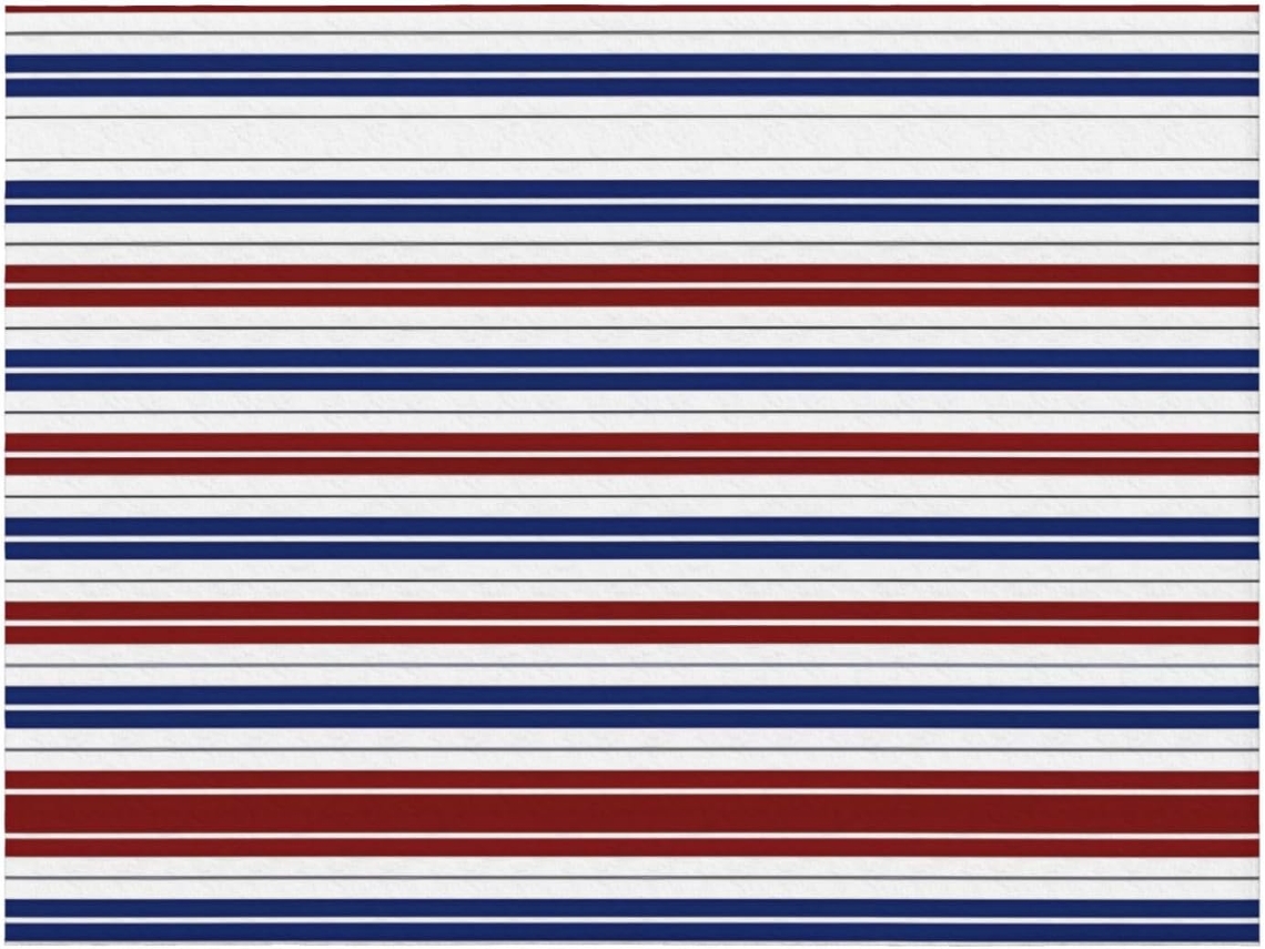 Colcha de Flanela Listrada em Vermelho Azul Branco e Cinza Macia Aconchegante para Sofá Quarto 152 4 X 127 Cm,