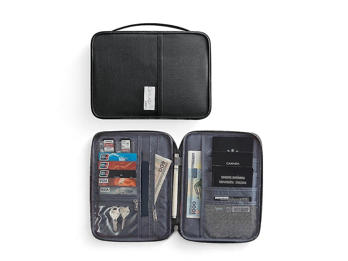 Carteira De Viagem Familiar, Porta-passaporte, Compartimento Para Documentos E Cartões, Estojo Organizador Cinza