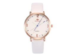 Reloj De Cuarzo Unisex Casual Con Correa De Cuero Pu Blanco Zhoulianfa