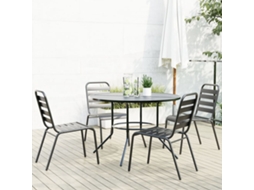 Conj. Cadeiras Jardim Encastrar 5pcs Aço Revestido Pó Antracite Dkd Home Decor