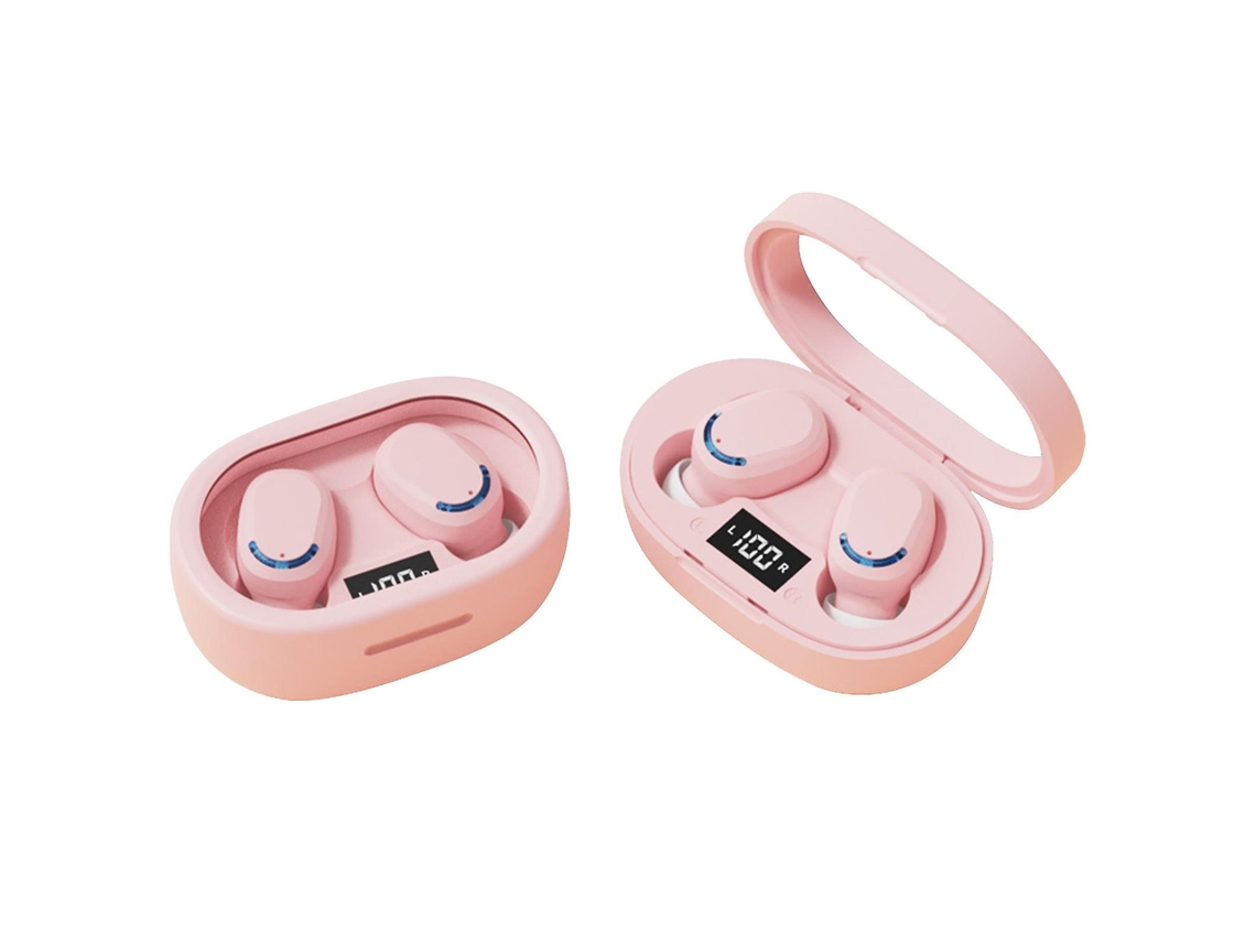 Auriculares Bluetooth Toques de impressão digital digital sem fio Macaroon Color Transparent Cover In-Ear Sports High Quality Pink
