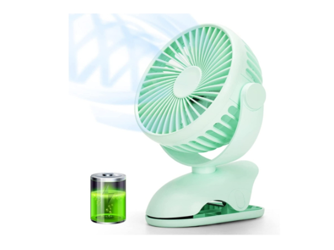 Ventilador Carrinho 3600mah 360° Giratório Verde Yizhood
