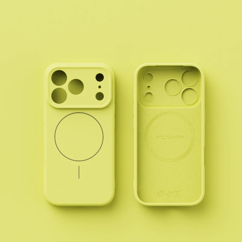 Capa De Celular Em Silicone Líquido (amarela Para Iphone 15 Pro) Com Função Magnética.