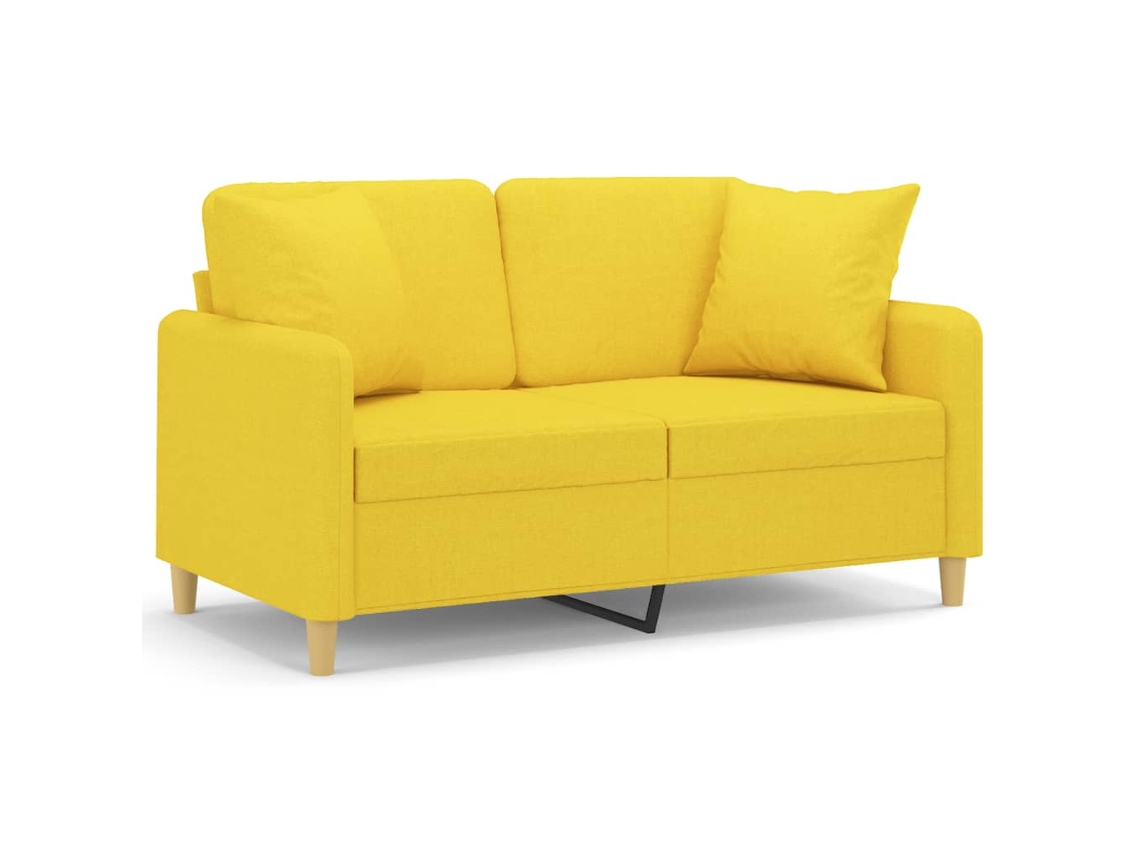 Sofá 2 lug. + almofadas decorativas VIDAXL tecido amarelo-claro (120 cm)