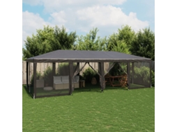 Vidaxl Tenda P/ Festas 12 Paredes Laterais Malha 8x4 M Pead Antracite