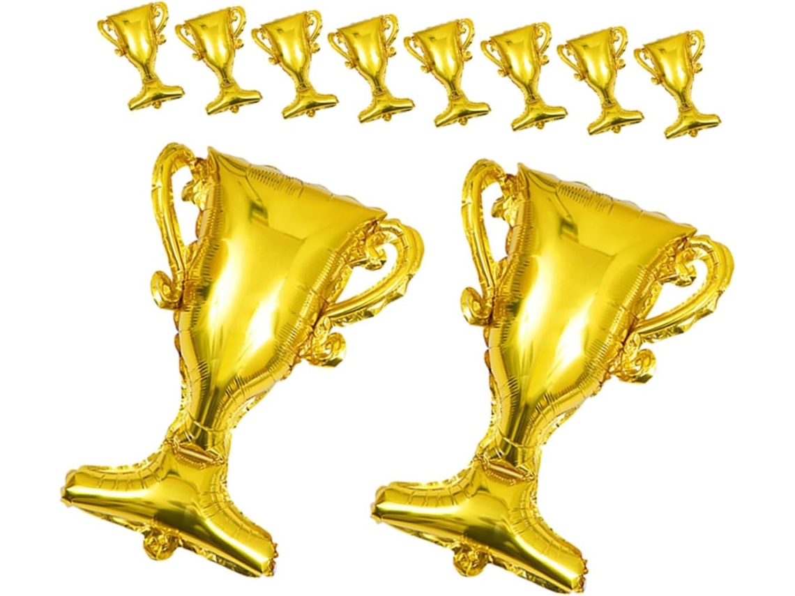 Conjunto De 10 Balões Decorativos Dourados Em Formato De Troféu, 50 Cm (20 Polegadas).
