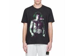 Rockinstone Rocky Movie Glitchy Heather Black Adult T-shirt Size:xxxl