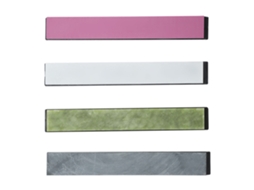 Conjunto de 4 pedras de afiar coloridas com base para afiar facas, afiador de facas de ângulo fixo.