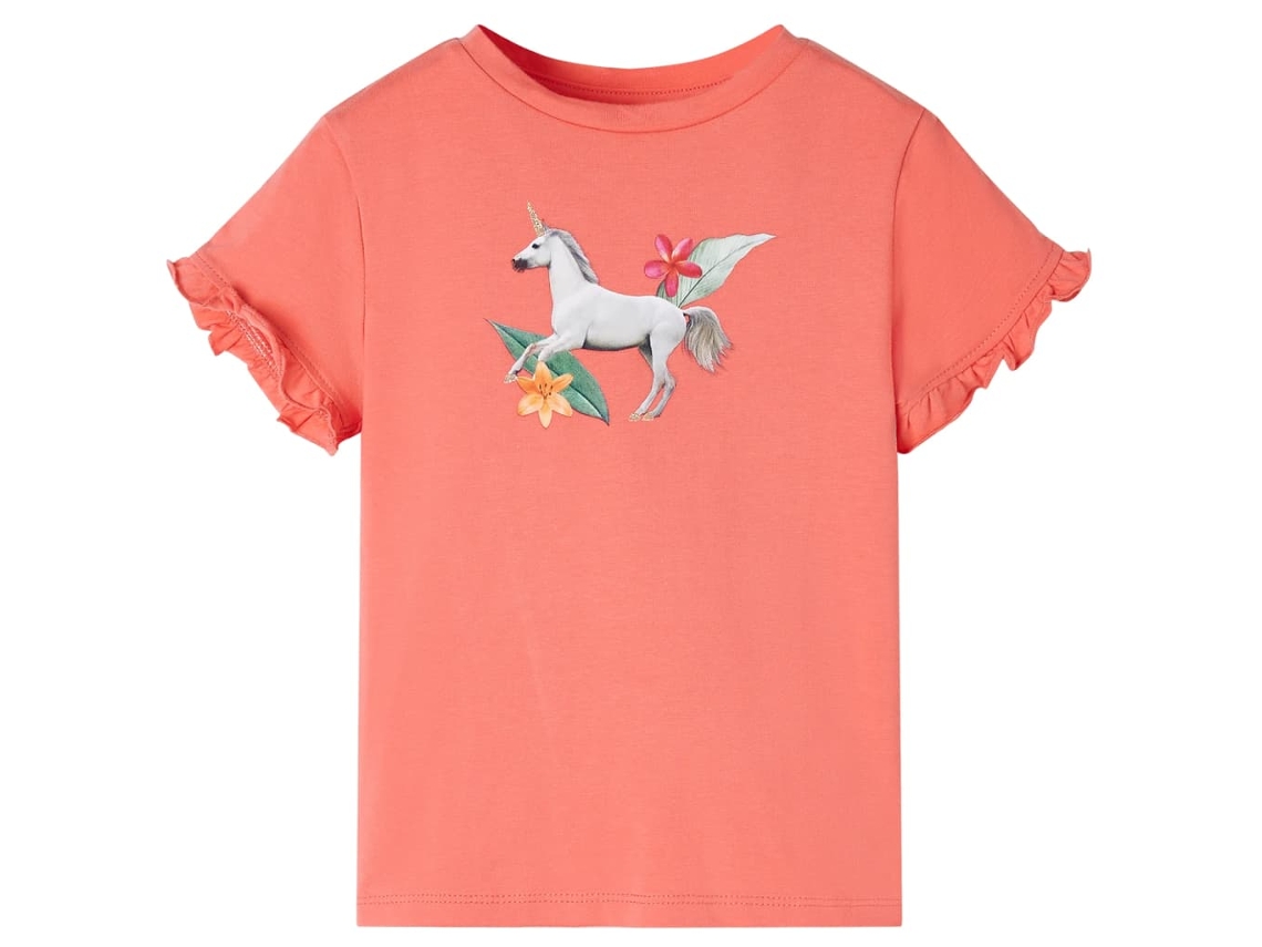 T-shirt Manga Curta Para Criança Cor Coral 104