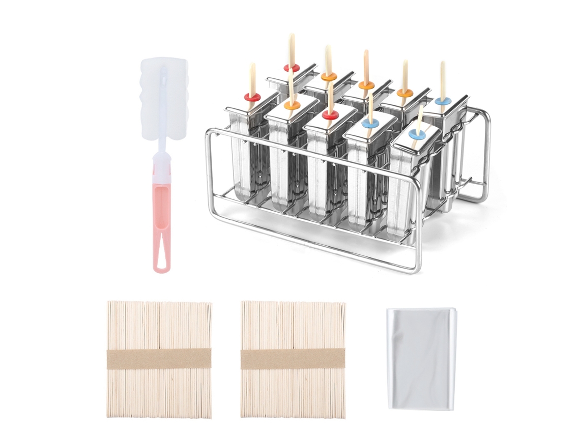 Eyf 10pcs Moldes de Picolé de Aço Inoxidável 304 com Cabeça Redonda e Base de Suporte