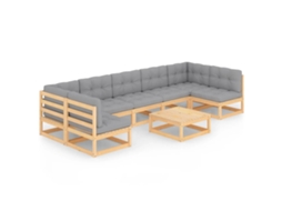 Maison Exclusive - 8 Pcs Conjunto Lounge De Jardim C/ Almofadões Pinho Maciço