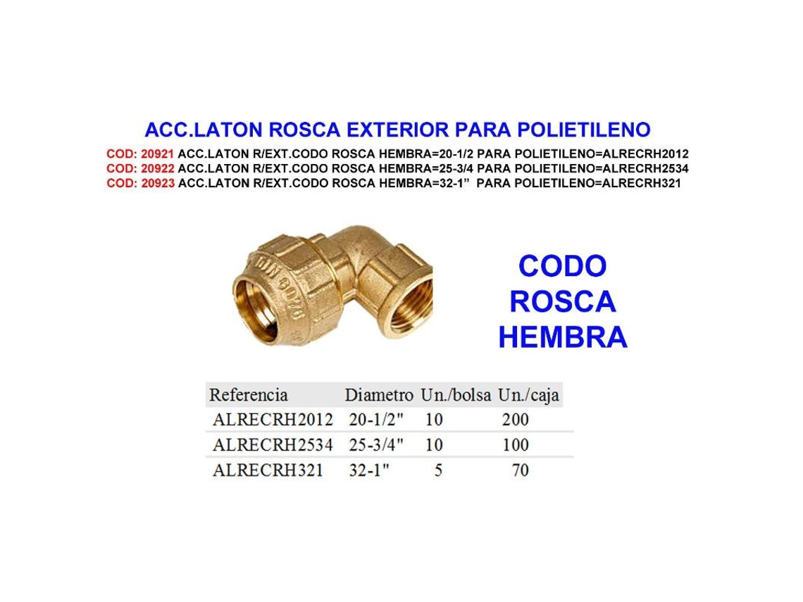 Acc.laton r-ext.codo rosca hembra 20-1-2 para poliet alrecrh2012