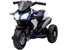 Motocicleta Elétrica Infantil 3 Rodas 6V com Luz e Som 86x42x52cm Azul