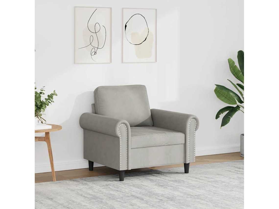 Vidaxl Poltrona 60 Cm Veludo Cinzento-claro