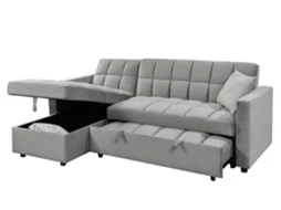 Sofá Cama Chaise Longue Kris 210cm Preto Saldosystocks