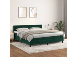 Vidaxl Cama Com Molas/colchão 180x200 Cm Veludo Verde-escuro