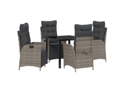 Conjunto 5 De Vidaxl Para Jantar De Jardim Cinza Vime Pe