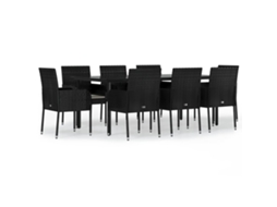 Garden Dining Set, Garden Dining Sets Vidaxl Preto Rattan / Vime (200 Cm Table Length)
