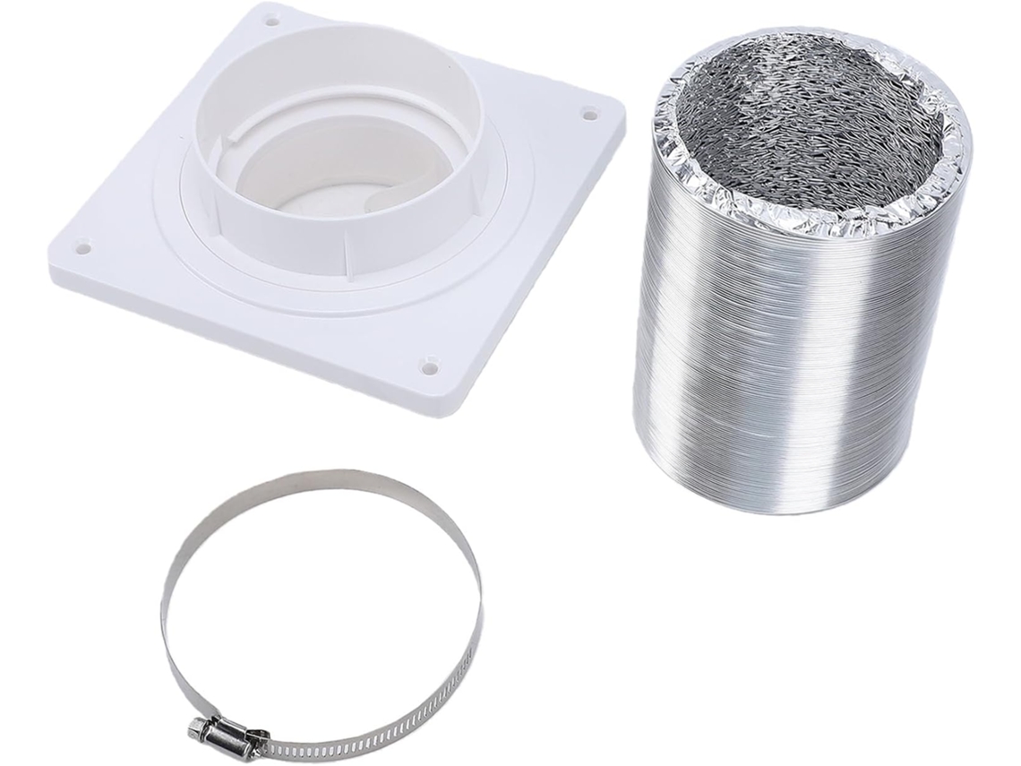 Kit Conector Acoplamento Ventilação Secadora Trava Giratória, Mangueira Alumínio 4 Polegadas 2,4 Metros Ambientes