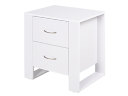 Mesita De Noite Com 2 Gavetas, Pés E Base Elevada Para Quarto, Mesa Lateral Para Sala De Estar, Estilo Moderno, 48x39x54 Cm, Branca