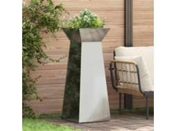 Vidaxl Vaso De Pilar Prateado 40 X 40 X 100 Cm Aço Galvanizado
