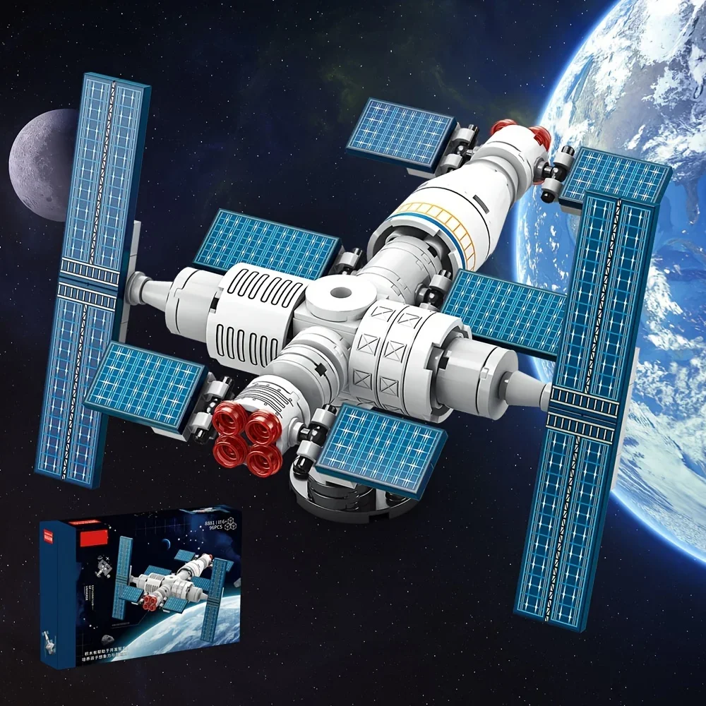 (96 Peças) Kit De Montagem De Foguetes E Naves Espaciais - Estação Espacial - Blocos Para Montar