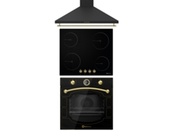 Pack Solthermic Combo Vitro Plate Pvtc60 4 Queimadores Rústico Preto 60 Capô Forno Elétrico Qr Gap Rústico Preto