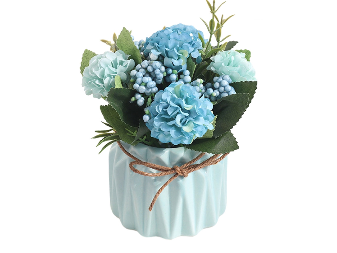 Flores Artificiais em Vasos Pequenos de Cerâmica para Decoração de Casa e Escritório NEVEANCE
