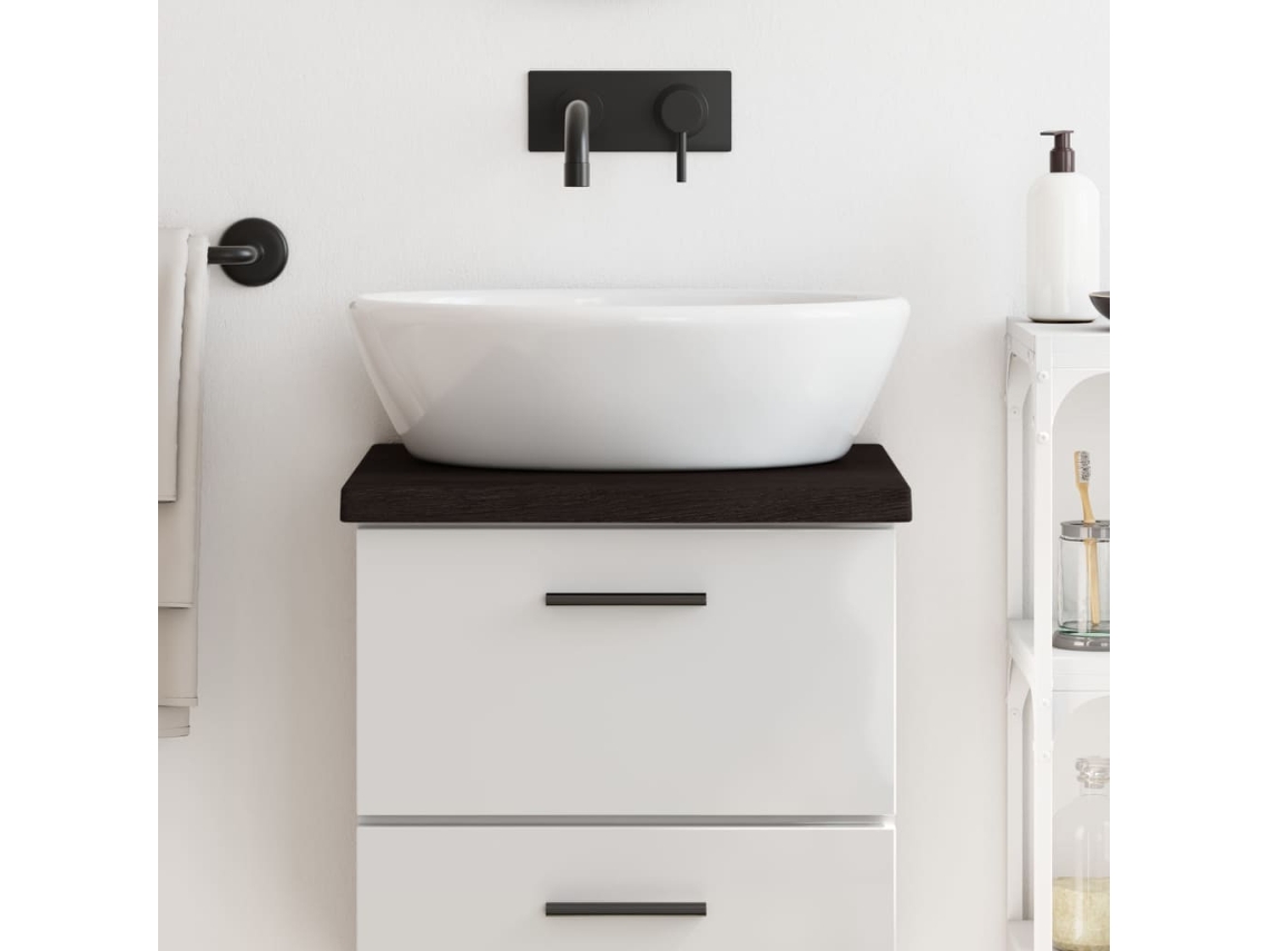 Vidaxl Bancada P/ Wc 40x30x(2-4)cm Madeira Tratada Maciça Castanho