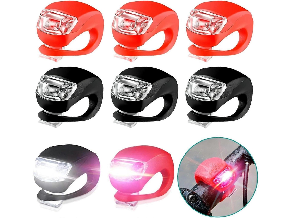 Omni-8 Luces Para Bicicleta Impermeables De Silicona Clip Led Delantera Y Trasera Mtb Vtc Ciclista Negro Rojo