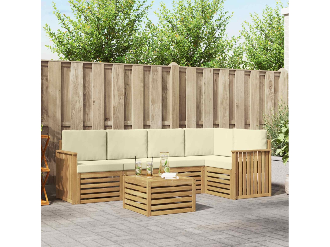Vidaxl Conjunto De Sofás Para Exterior 6 Pcs Branco E Creme