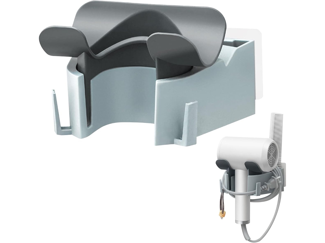 Suporte De Parede Para Secador Cabelo, Sem Necessidade Furar, Com Rotação 360° E Fixação Autoadesiva, Uso Prático Economia Espaço.